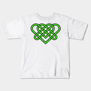 Celtic Eternal Love Knot Romantic Heart Green Design Kids T-Shirt